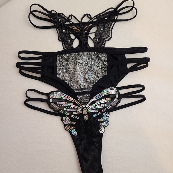 3pk Strappy Sparkle Rave Girl Panties Size Sm ✨️ - Picture 1 of 7